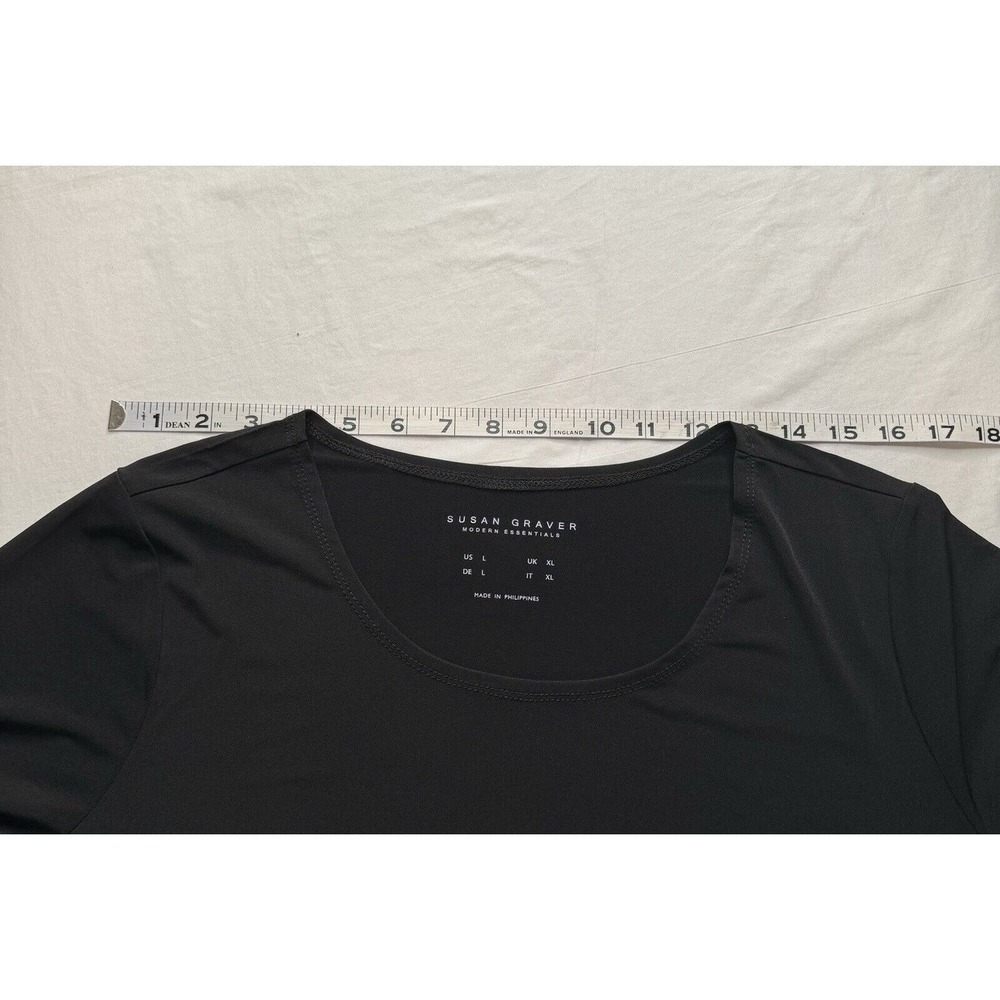 Susan Graver L Modern Essentials Black Top Rounded Split Hem A352184 Preowned​​ - Picture 4 of 11